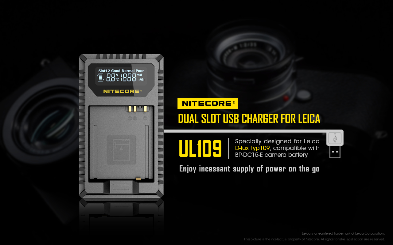 Nitecore USB Travel Charger for Leica BP-DC15-E