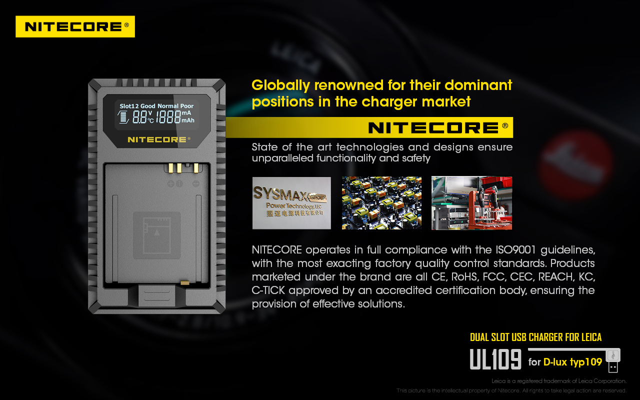 Nitecore USB Travel Charger for Leica BP-DC15-E