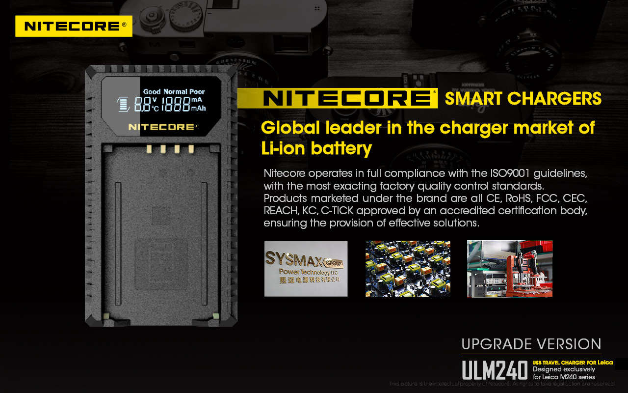 Nitecore USB Travel Charger for Leica BP-SCL2