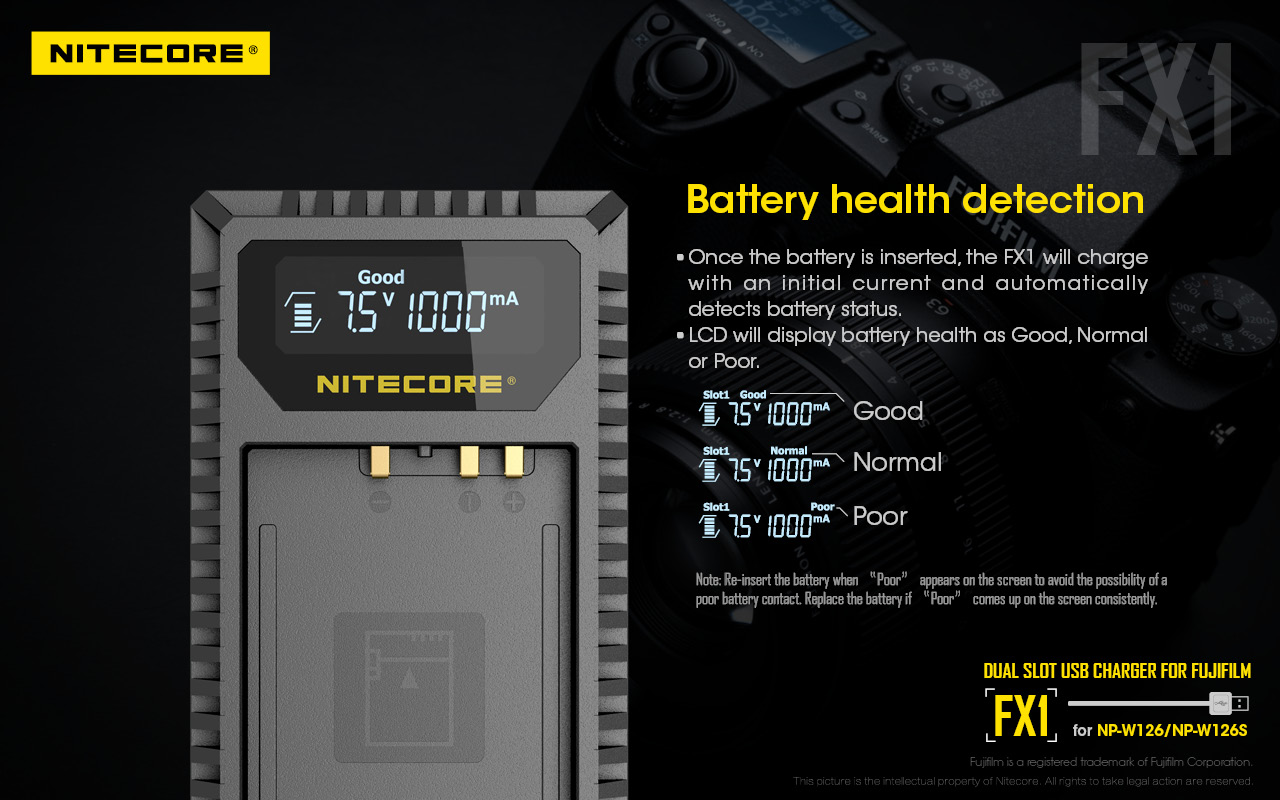 Nitecore USB Travel Charger for Fujifilm NP-W126 & NP-W126S