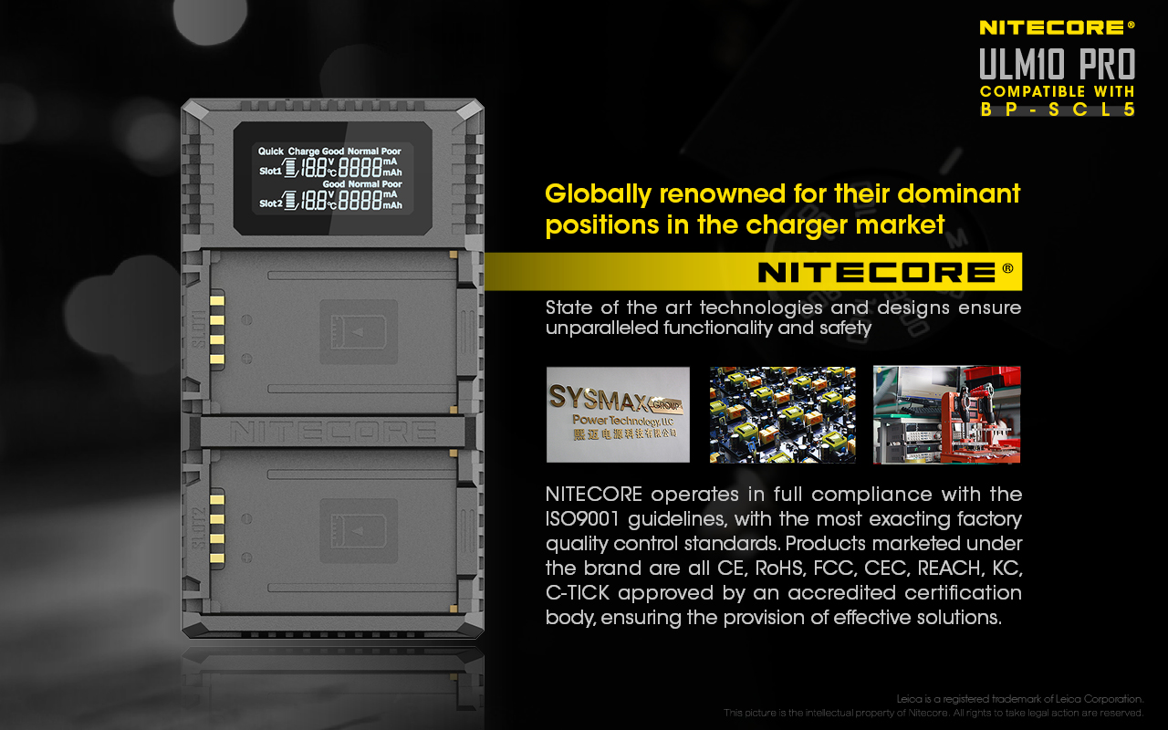 Nitecore USB Travel Charger for Leica BP-SCL5