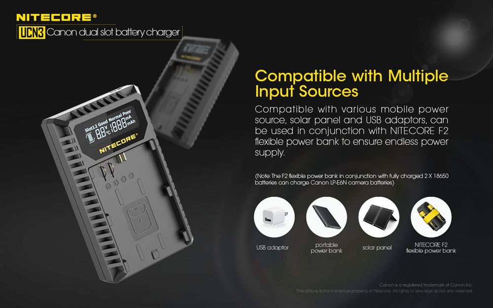 Nitecore USB Travel Charger for Canon LP-E6N