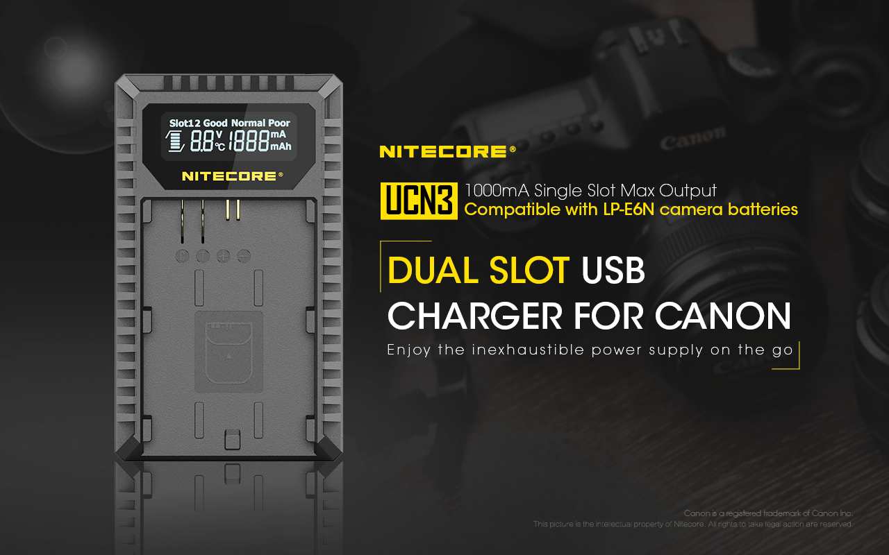Nitecore USB Travel Charger for Canon LP-E6N