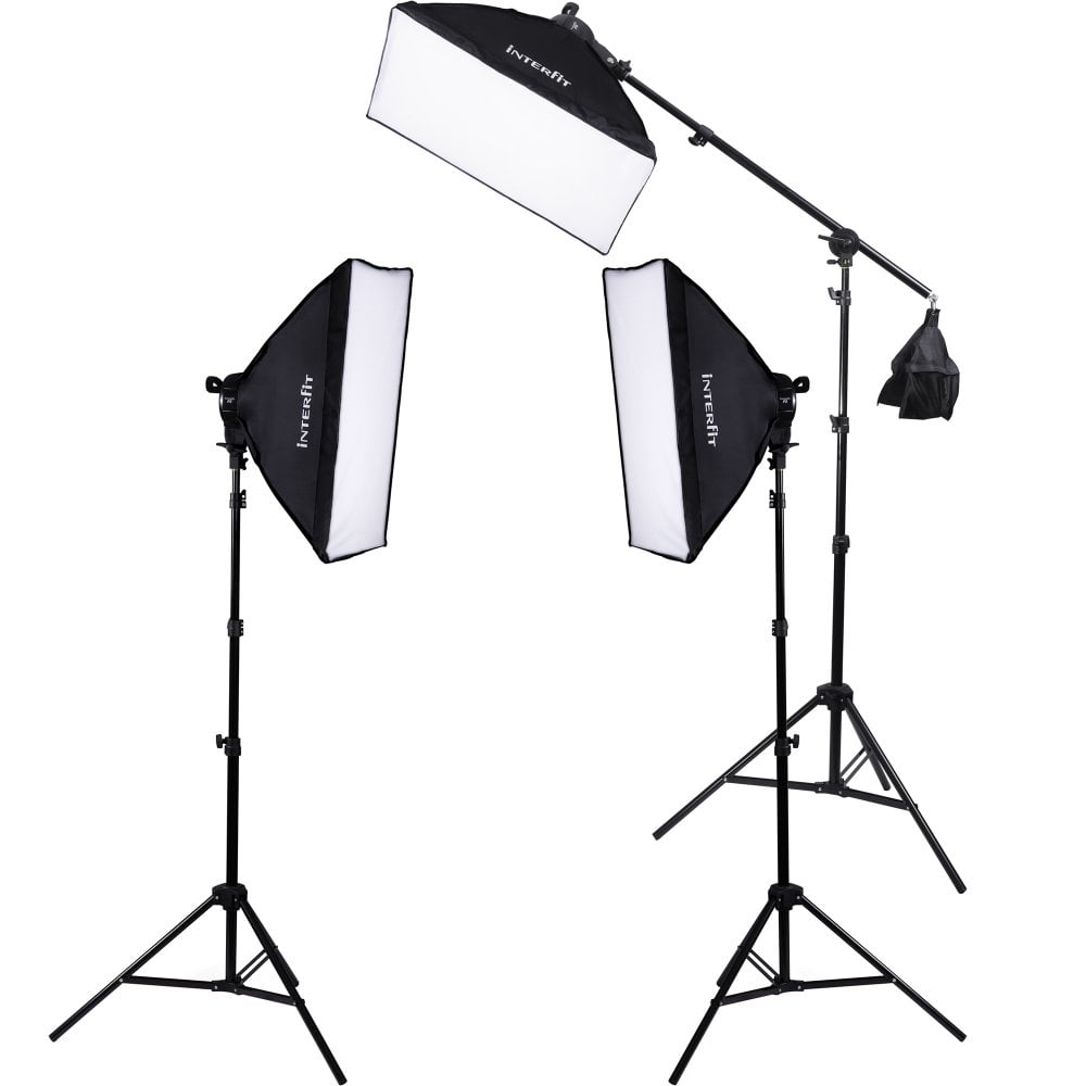 Interfit F5 Three-Head Fluorescent Lighting Kit with Boom Arm